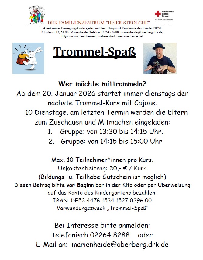 Trommel-Spaß mit Cajons ab Januar